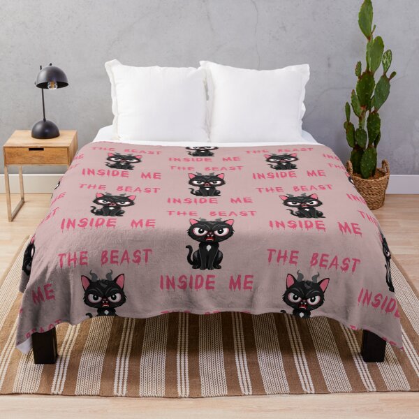 Item preview, the beast inside me funny quotes black kitty adorable illustration designed and sold by La Loca.