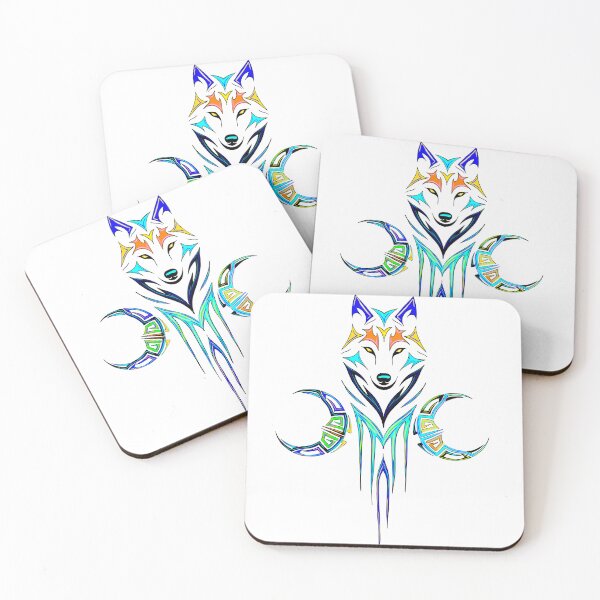 Item preview, Colorful moon wolf tribal designed and sold by MeliiisandreArt.