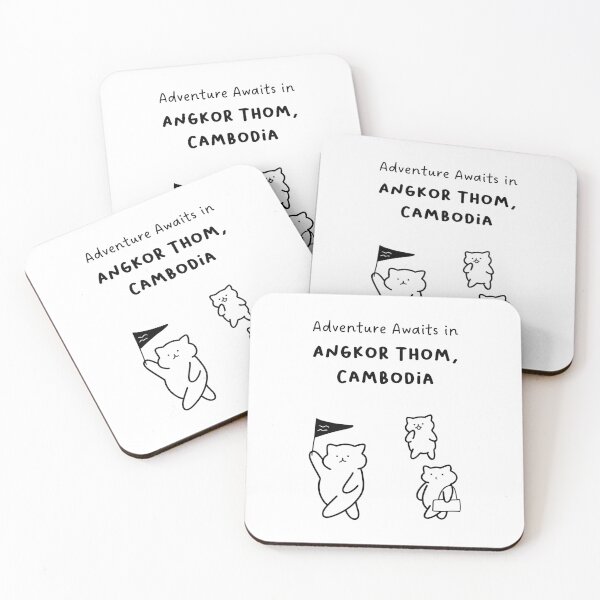 Item preview, Adventure Awaits in Angkor Thom, Cambodia | Cute Cat Characters in Minimalist Line Art designed and sold by RM-Journey.