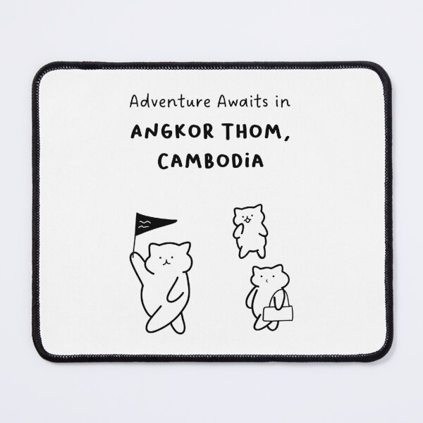 Item preview, Adventure Awaits in Angkor Thom, Cambodia | Cute Cat Characters in Minimalist Line Art designed and sold by RM-Journey.
