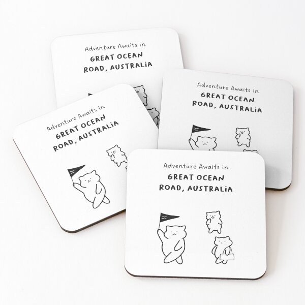 Item preview, Adventure Awaits in Great Ocean Road, Australia | Cute Cat Characters in Minimalist Line Art designed and sold by RM-Journey.