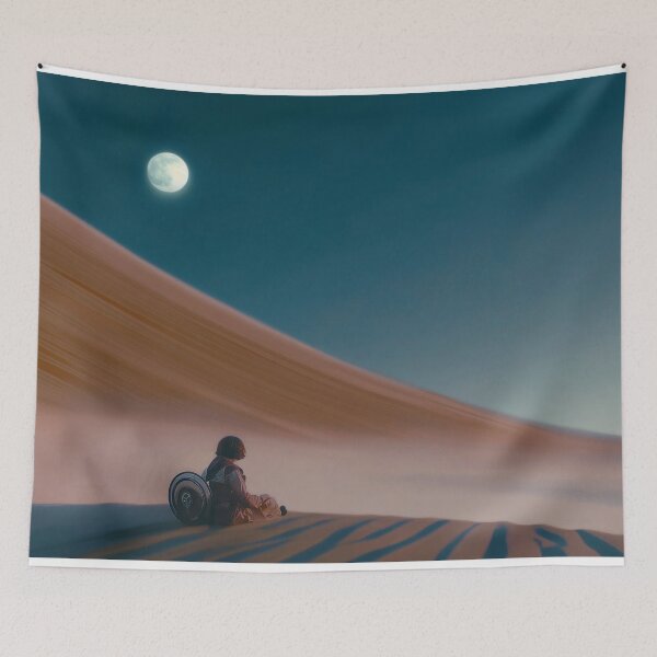 Item preview, moon on desert  designed and sold by PricklyPeanut.