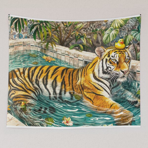 Item preview, tiger with duckey designed and sold by PricklyPeanut.