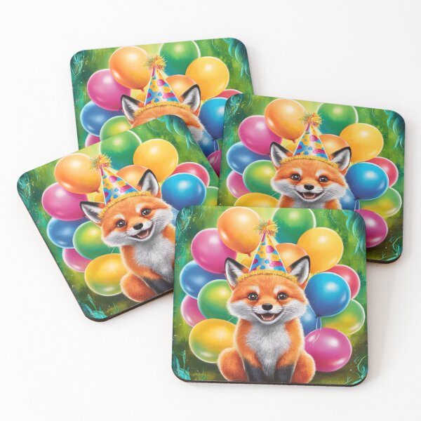Item preview, Birthday Celebration. Birthday Fox. Adorable fox, birthday balloons, watercolor fox, fox drawing, floral fox designed and sold by FoxVibes.
