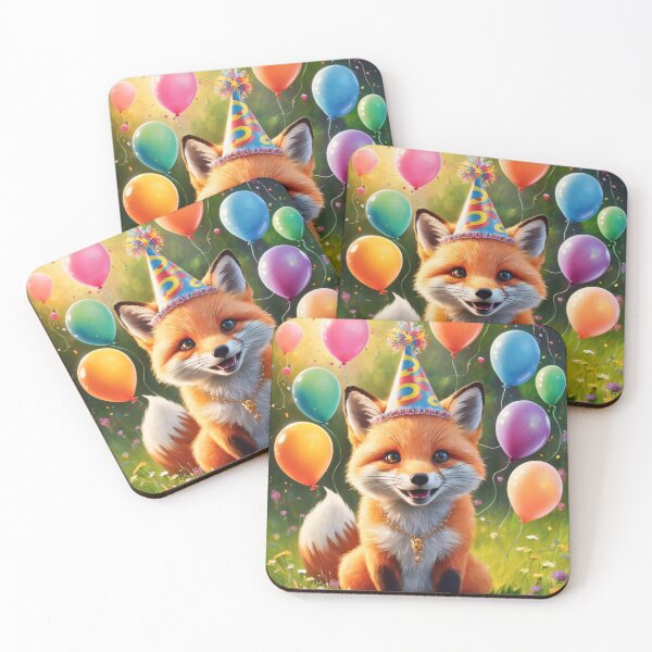 Item preview, Birthday Celebration. Birthday Fox. Adorable fox, birthday balloons, watercolor fox, fox drawing, floral fox designed and sold by FoxVibes.