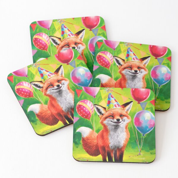 Item preview, Birthday Celebration. Birthday Fox. Adorable fox, birthday balloons, watercolor fox, fox drawing, floral fox designed and sold by FoxVibes.