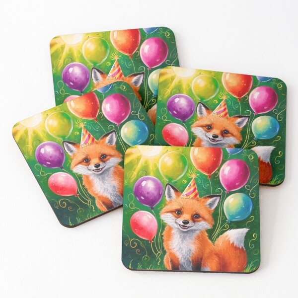 Item preview, Birthday Celebration. Birthday Fox. Adorable fox, birthday balloons, watercolor fox, fox drawing, floral fox designed and sold by FoxVibes.