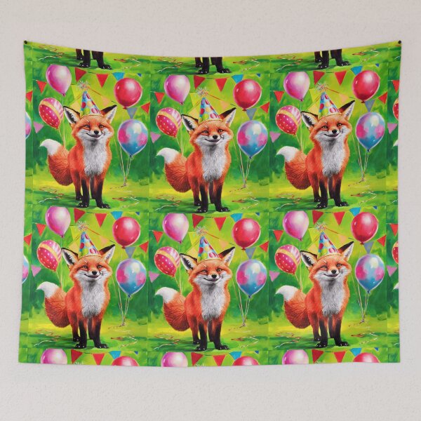 Item preview, Birthday Celebration. Birthday Fox. Adorable fox, birthday balloons, watercolor fox, fox drawing, floral fox designed and sold by FoxVibes.
