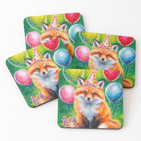 Item preview, Birthday Celebration. Birthday Fox. Adorable fox, birthday balloons, watercolor fox, fox drawing, floral fox designed and sold by FoxVibes.