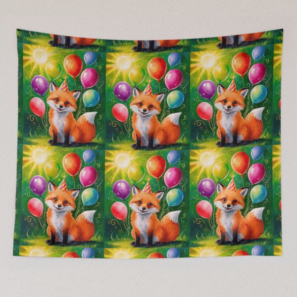 Item preview, Birthday Celebration. Birthday Fox. Adorable fox, birthday balloons, watercolor fox, fox drawing, floral fox designed and sold by FoxVibes.