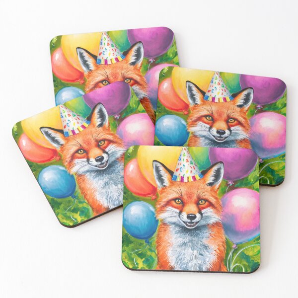 Item preview, Birthday Celebration. Birthday Fox. Adorable fox, birthday balloons, watercolor fox, fox drawing, floral fox designed and sold by FoxVibes.