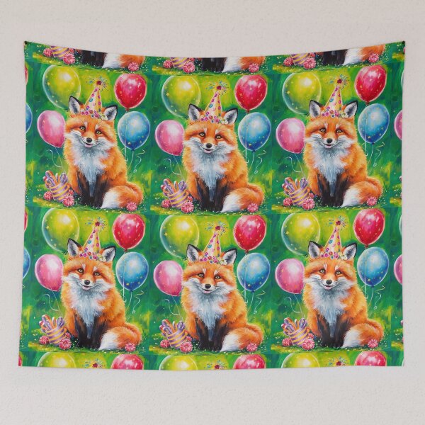 Item preview, Birthday Celebration. Birthday Fox. Adorable fox, birthday balloons, watercolor fox, fox drawing, floral fox designed and sold by FoxVibes.