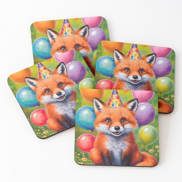 Item preview, Birthday Celebration. Birthday Fox. Adorable fox, birthday balloons, watercolor fox, fox drawing, floral fox designed and sold by FoxVibes.