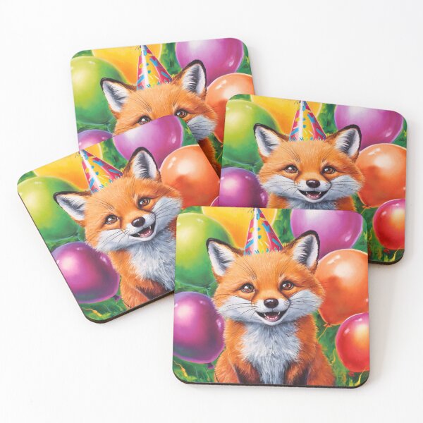 Item preview, Birthday Celebration. Birthday Fox. Adorable fox, birthday balloons, watercolor fox, fox drawing, floral fox designed and sold by FoxVibes.