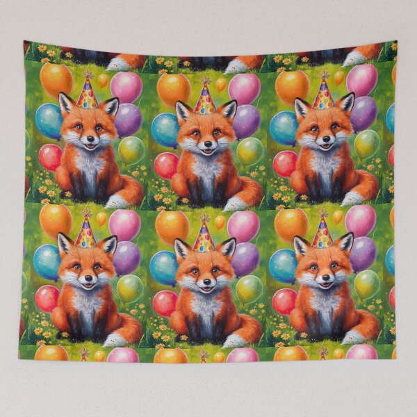 Item preview, Birthday Celebration. Birthday Fox. Adorable fox, birthday balloons, watercolor fox, fox drawing, floral fox designed and sold by FoxVibes.