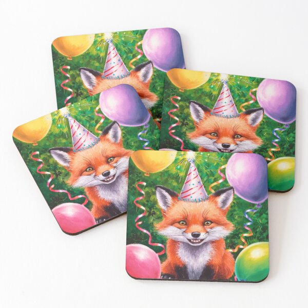 Item preview, Birthday Celebration. Birthday Fox. Adorable fox, birthday balloons, watercolor fox, fox drawing, floral fox designed and sold by FoxVibes.