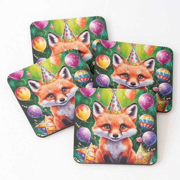 Item preview, Birthday Celebration. Birthday Fox. Adorable fox, birthday balloons, watercolor fox, fox drawing, floral fox designed and sold by FoxVibes.