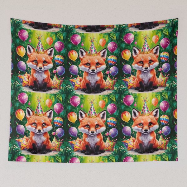 Item preview, Birthday Celebration. Birthday Fox. Adorable fox, birthday balloons, watercolor fox, fox drawing, floral fox designed and sold by FoxVibes.
