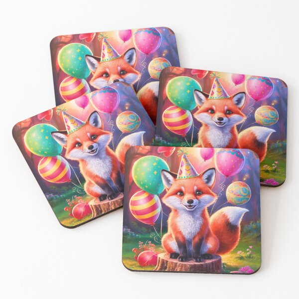 Item preview, Birthday Celebration. Birthday Fox. Adorable fox, birthday balloons, watercolor fox, fox drawing, floral fox designed and sold by FoxVibes.