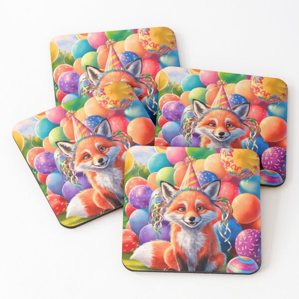 Item preview, Birthday Celebration. Birthday Fox. Adorable fox, birthday balloons, watercolor fox, fox drawing, floral fox designed and sold by FoxVibes.