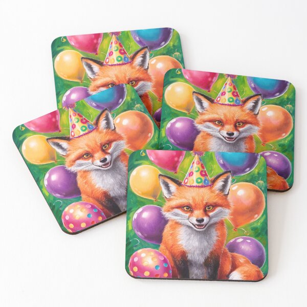 Item preview, Birthday Celebration. Birthday Fox. Adorable fox, birthday balloons, watercolor fox, fox drawing, floral fox designed and sold by FoxVibes.