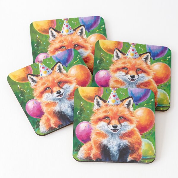 Item preview, Birthday Celebration. Birthday Fox. Adorable fox, birthday balloons, watercolor fox, fox drawing, floral fox designed and sold by FoxVibes.
