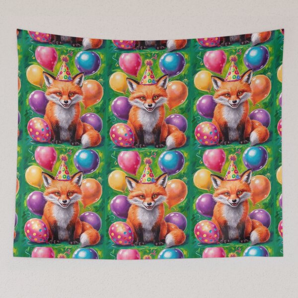 Item preview, Birthday Celebration. Birthday Fox. Adorable fox, birthday balloons, watercolor fox, fox drawing, floral fox designed and sold by FoxVibes.
