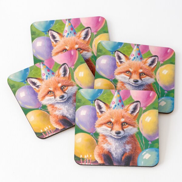 Item preview, Birthday Celebration. Birthday Fox. Adorable fox, birthday balloons, watercolor fox, fox drawing, floral fox designed and sold by FoxVibes.