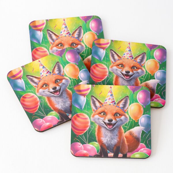 Item preview, Birthday Celebration. Birthday Fox. Adorable fox, birthday balloons, watercolor fox, fox drawing, floral fox designed and sold by FoxVibes.