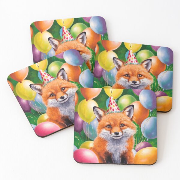 Item preview, Birthday Celebration. Birthday Fox. Adorable fox, birthday balloons, watercolor fox, fox drawing, floral fox designed and sold by FoxVibes.