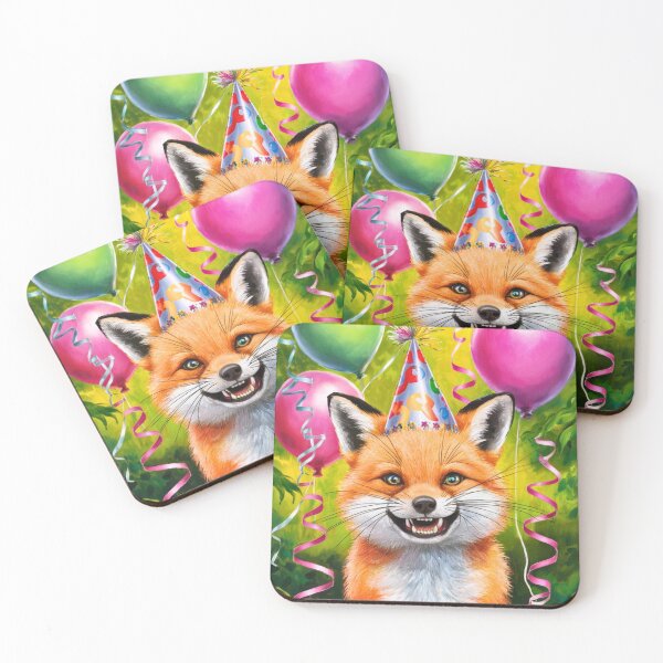 Item preview, Birthday Celebration. Birthday Fox. Adorable fox, birthday balloons, watercolor fox, fox drawing, floral fox designed and sold by FoxVibes.