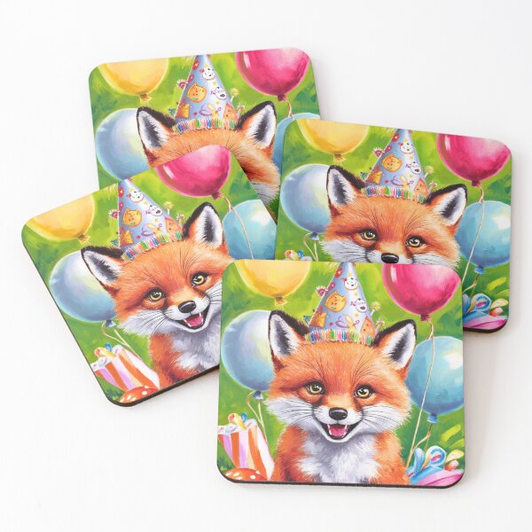 Item preview, Birthday Celebration. Birthday Fox. Adorable fox, birthday balloons, watercolor fox, fox drawing, floral fox designed and sold by FoxVibes.