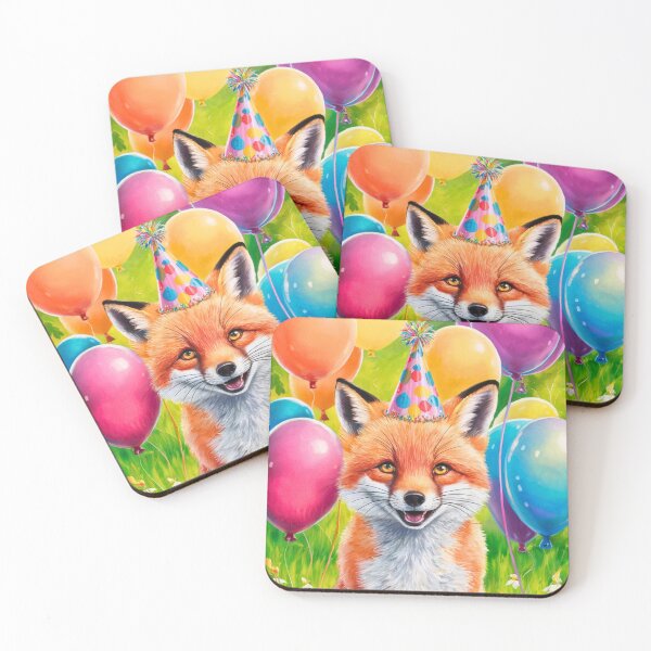 Item preview, Birthday Celebration. Birthday Fox. Adorable fox, birthday balloons, watercolor fox, fox drawing, floral fox designed and sold by FoxVibes.