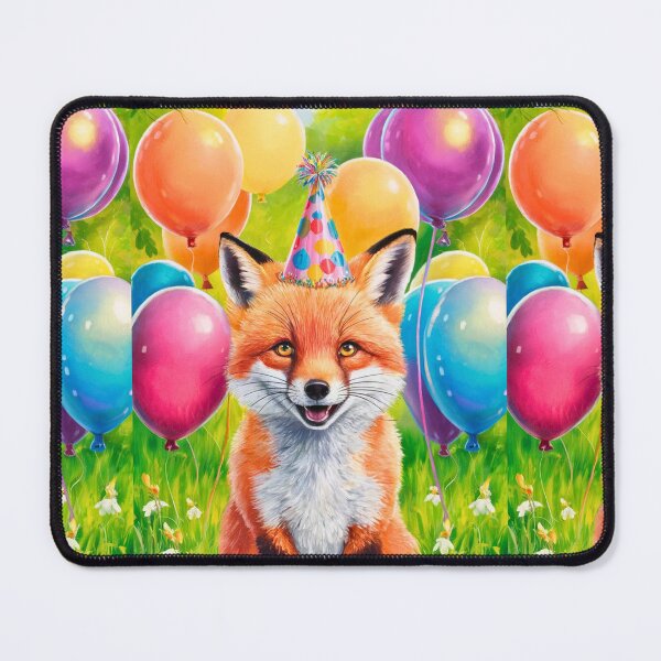 Item preview, Birthday Celebration. Birthday Fox. Adorable fox, birthday balloons, watercolor fox, fox drawing, floral fox designed and sold by FoxVibes.