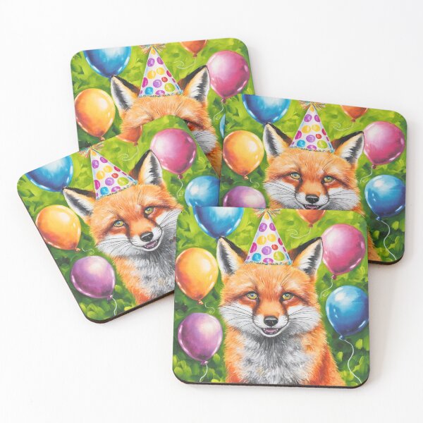 Item preview, Birthday Celebration. Birthday Fox. Adorable fox, birthday balloons, watercolor fox, fox drawing, floral fox designed and sold by FoxVibes.