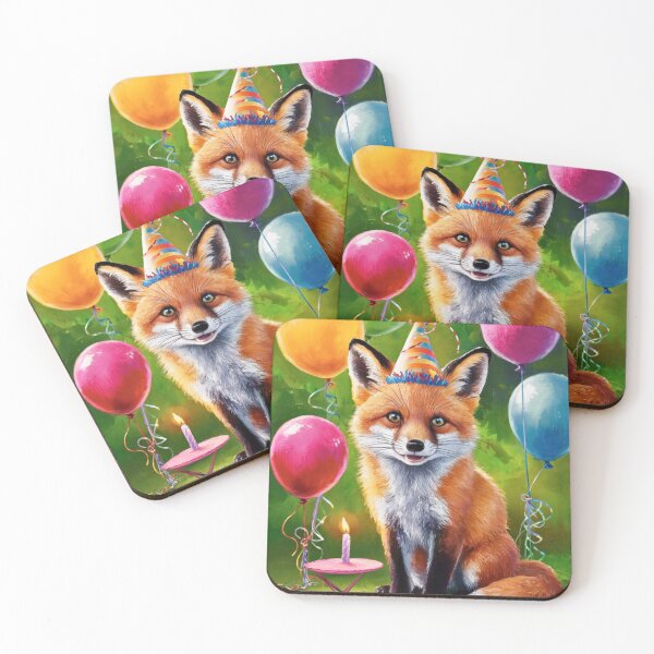 Item preview, Birthday Celebration. Birthday Fox. Adorable fox, birthday balloons, watercolor fox, fox drawing, floral fox designed and sold by FoxVibes.