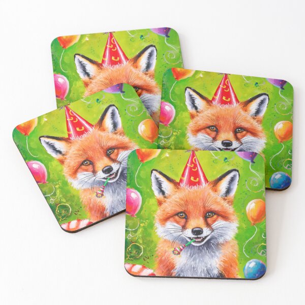 Item preview, Birthday Celebration. Birthday Fox. Adorable fox, birthday balloons, watercolor fox, fox drawing, floral fox designed and sold by FoxVibes.