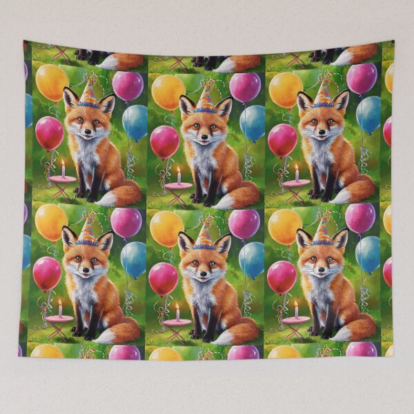 Item preview, Birthday Celebration. Birthday Fox. Adorable fox, birthday balloons, watercolor fox, fox drawing, floral fox designed and sold by FoxVibes.