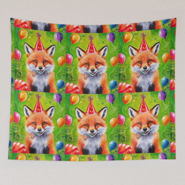 Item preview, Birthday Celebration. Birthday Fox. Adorable fox, birthday balloons, watercolor fox, fox drawing, floral fox designed and sold by FoxVibes.