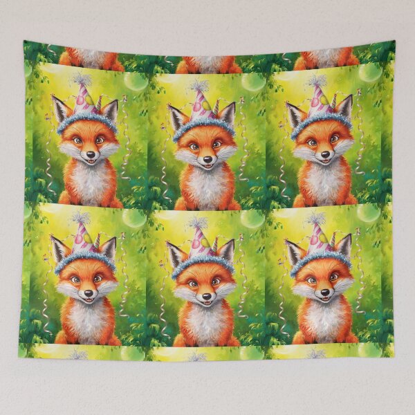 Item preview, Birthday Celebration. Birthday Fox. Adorable fox, birthday balloons, watercolor fox, fox drawing, floral fox designed and sold by FoxVibes.
