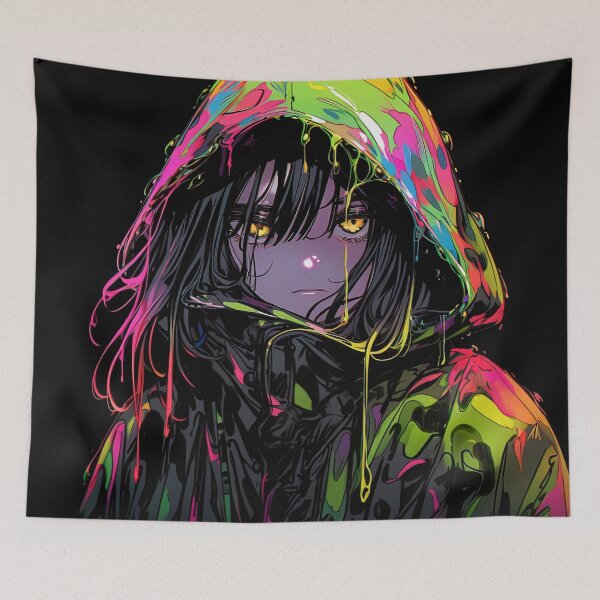 Item preview, Colorful Neon Drip Anime Girl designed and sold by bubblegoth.