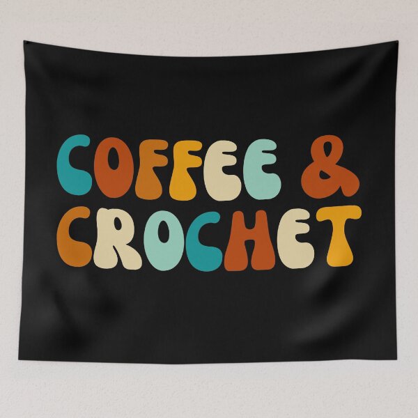 Item preview, Coffee and crocheting - retro crochet designed and sold by EvergreenWhimsy.