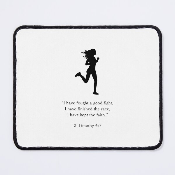 Item preview, Bible Verse 2 Timothy 4:7 with Silhouette of a Woman Running designed and sold by ThePinkProject.