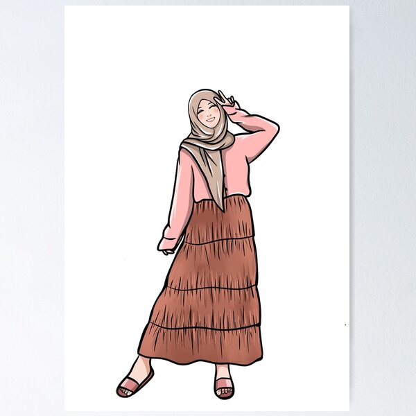 Item preview, beauiful woman with hijab cartoon illustration designed and sold by Fatintania.