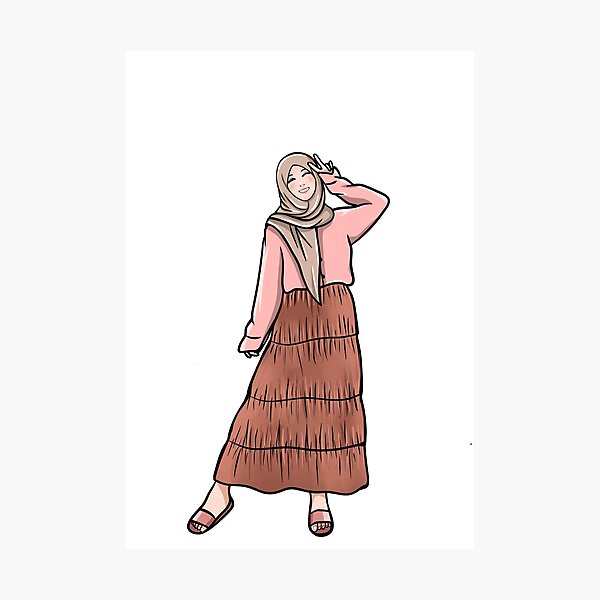 Item preview, beauiful woman with hijab cartoon illustration designed and sold by Fatintania.