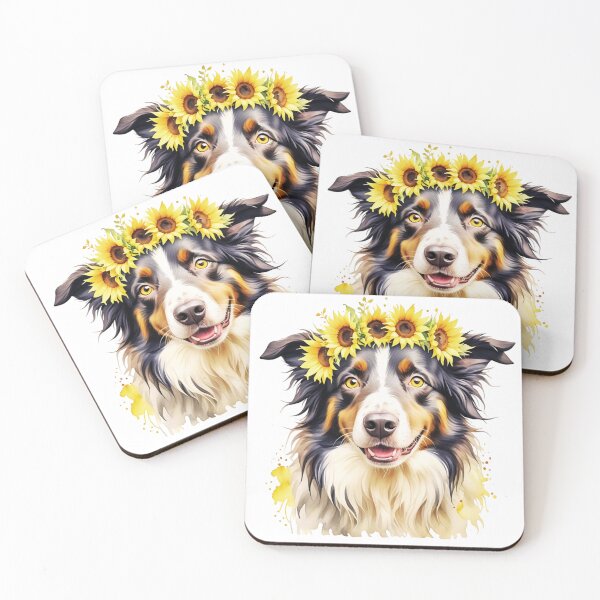 Artikelvorschau, Border Collie trägt eine Sonnenblumenkrone entworfen und verkauft von TheAnimalZ00.