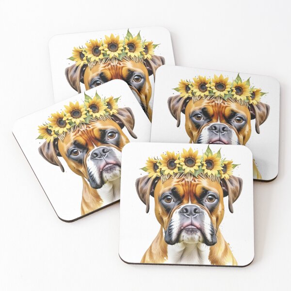 Item preview, Boxer Dog Wearing A Sunflower Crown designed and sold by TheAnimalZ00.