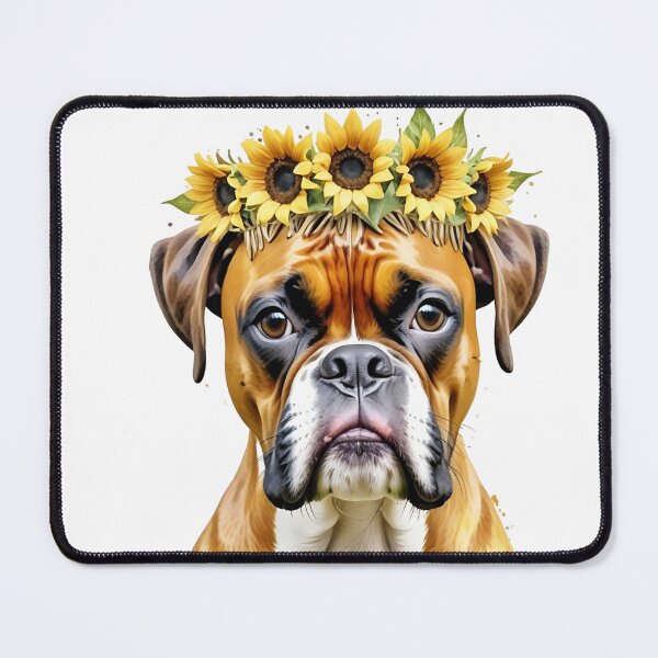 Item preview, Boxer Dog Wearing A Sunflower Crown designed and sold by TheAnimalZ00.