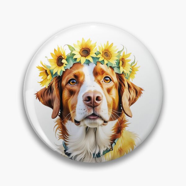 Item preview, Brittany Spaniel Dog Wearing A Sunflower Crown designed and sold by TheAnimalZ00.