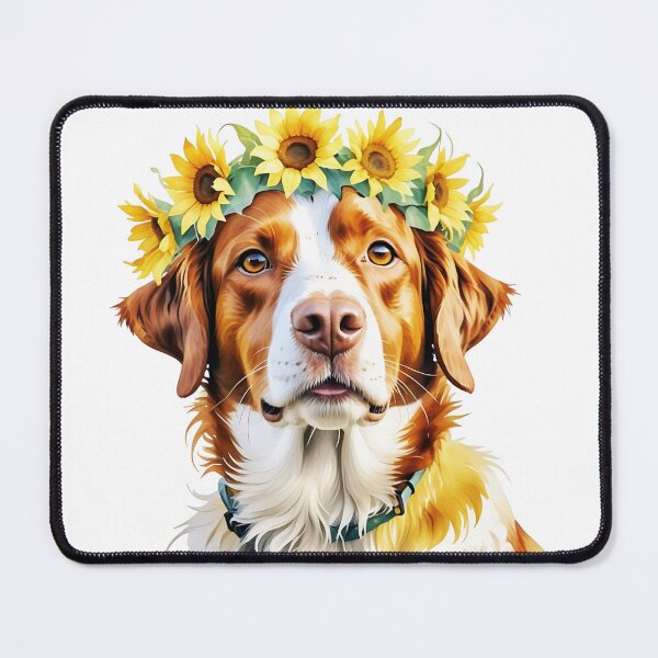 Item preview, Brittany Spaniel Dog Wearing A Sunflower Crown designed and sold by TheAnimalZ00.